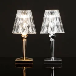 Kartell LED-Akku-Tischlampe Battery, 30cm, chromfarben, IP54