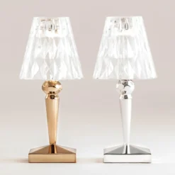 Kartell LED-Akku-Tischlampe Battery, 30cm, chromfarben, IP54