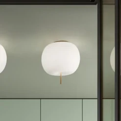 kdln Deckenlampe Kushi, messingfarben/weiß, Ø 16 cm, Glas