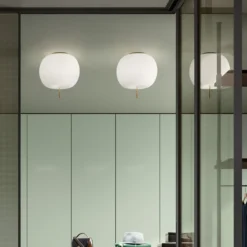 kdln Deckenlampe Kushi, messingfarben/weiß, Ø 16 cm, Glas