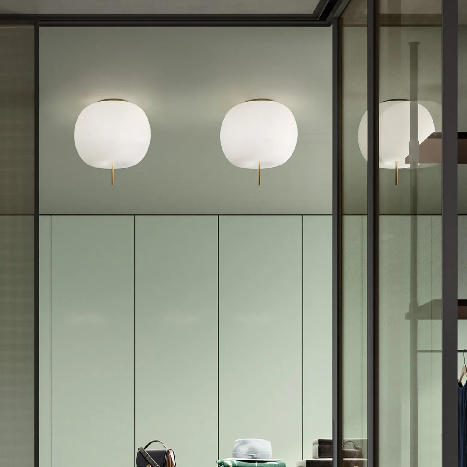 kdln Deckenlampe Kushi, messingfarben/weiß, Ø 16 cm, Glas