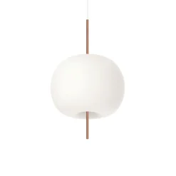 kdln Hängelampe Kushi, kupferfarben/weiß, Ø 33 cm, Glas