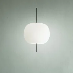 kdln Hängelampe Kushi, schwarz/weiß, Ø 33 cm, Glas