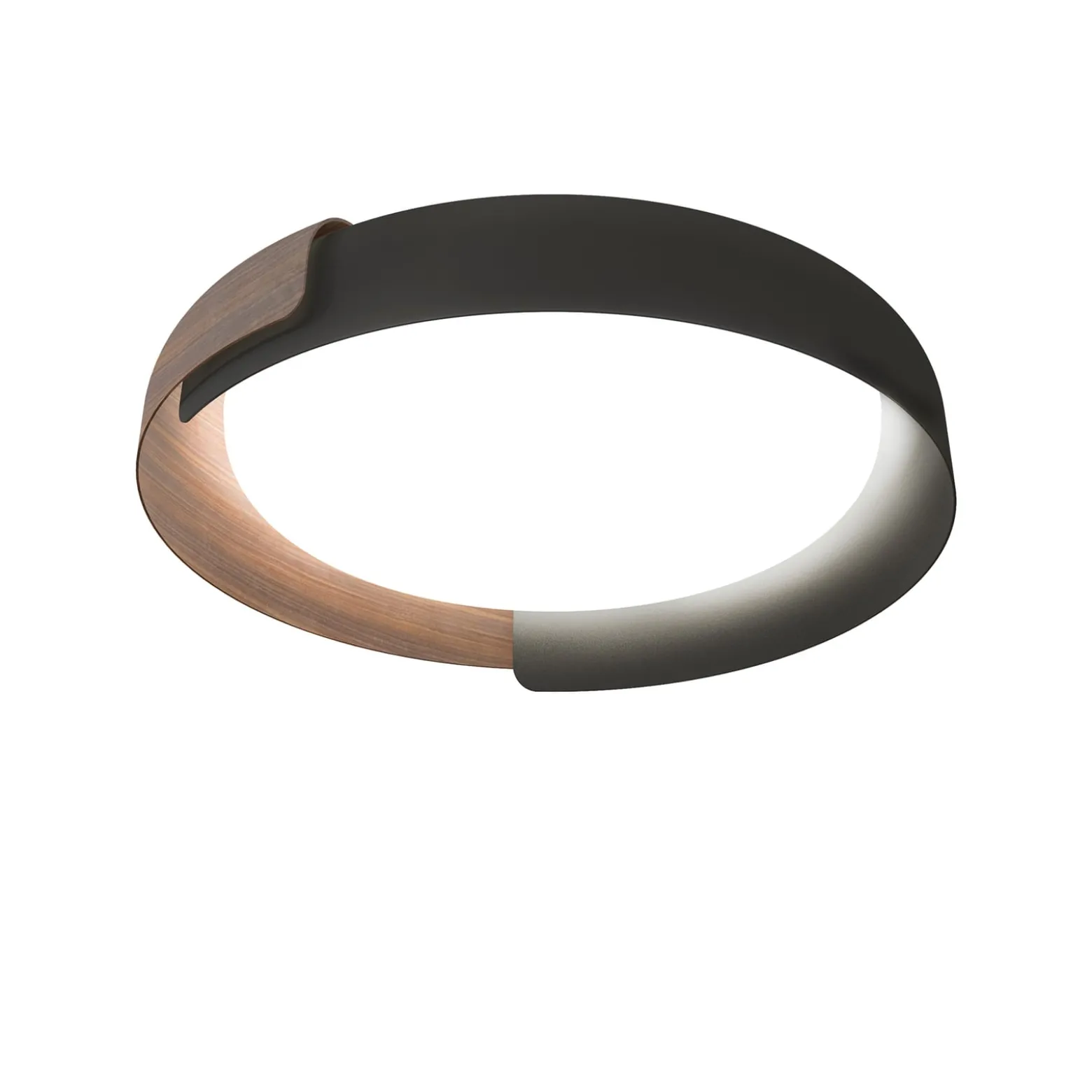 kdln LED-Deckenleuchte Dala, dunkelgrau/holz, Ø 58 cm, dim