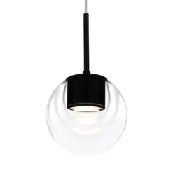 kdln LED-Hängelampe Dew, schwarz, 1-flammig, Ø 11 cm