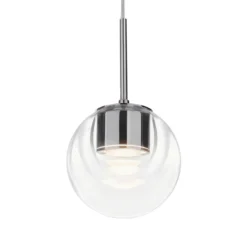 kdln LED-Hängeleuchte Dew, chromfarben, 1-flammig, Ø 11 cm