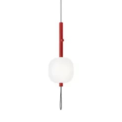 kdln LED-Pendellampe Motus, rot/weiß, Ø 24 cm, Glas