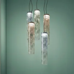 kdln LED-Pendelleuchte Jer 1, rauchblau, Ø 10 cm, Glas