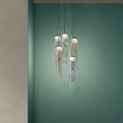 kdln LED-Pendelleuchte Jer 1, rauchblau, Ø 10 cm, Glas