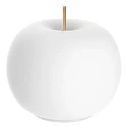 kdln LED-Tischleuchte Kushi, weiß/messing, Ø 17 cm, Glas