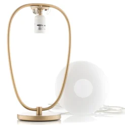 kdln Tischlampe Lannà, weiß/gold, Höhe 40 cm, Glas