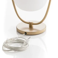 kdln Tischlampe Lannà, weiß/gold, Höhe 40 cm, Glas