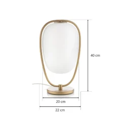 kdln Tischlampe Lannà, weiß/gold, Höhe 40 cm, Glas