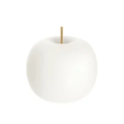kdln Tischleuchte Kushi, messing/weiß, Ø 33 cm, Glas
