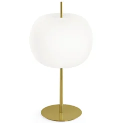 kdln Tischleuchte Kushi XL, messing/weiß, Höhe 60 cm, dim