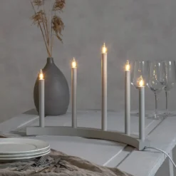 Kerzenleuchter Accent, fünfflammig, hellgrau