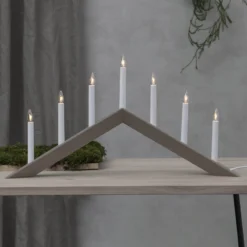 Kerzenleuchter Arrow, flach, 7flammig, grau