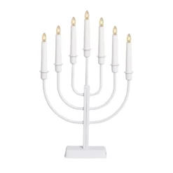 Kerzenleuchter Kristina, weiß, Metall, Höhe 47 cm, 7-flammig