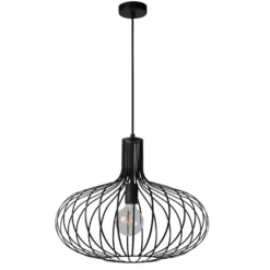 Käfig-Hängeleuchte Manuela in Schwarz, 50 cm