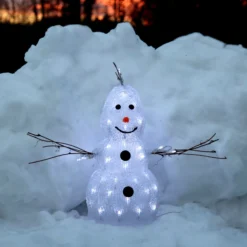 Kleine LED-Figur Crystal Snowman f. außen