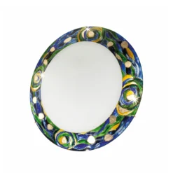 KOLARZ Deckenlampe Serena, blau, Ø 40 cm, Metall/Glas