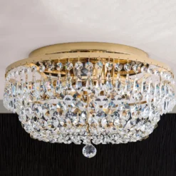 Kristalldeckenleuchte SHERATA rund, gold 35 cm