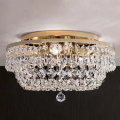 Kristalldeckenleuchte SHERATA rund, gold 35 cm
