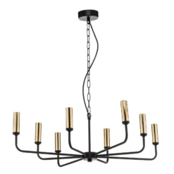Kronleuchter Ampli, schwarz/gold, achtflammig