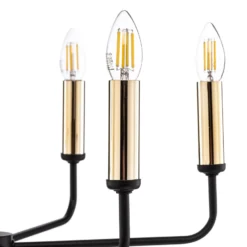 Kronleuchter Ampli, schwarz/gold, sechsflammig