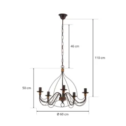 Kronleuchter Fiamma Marrone 5fl. ohne Schirme