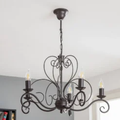Kronleuchter Mauro, schwarz, 5-flammig, Ø 62 cm, Metall, E14