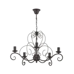Kronleuchter Mauro, schwarz, 5-flammig, Ø 62 cm, Metall, E14