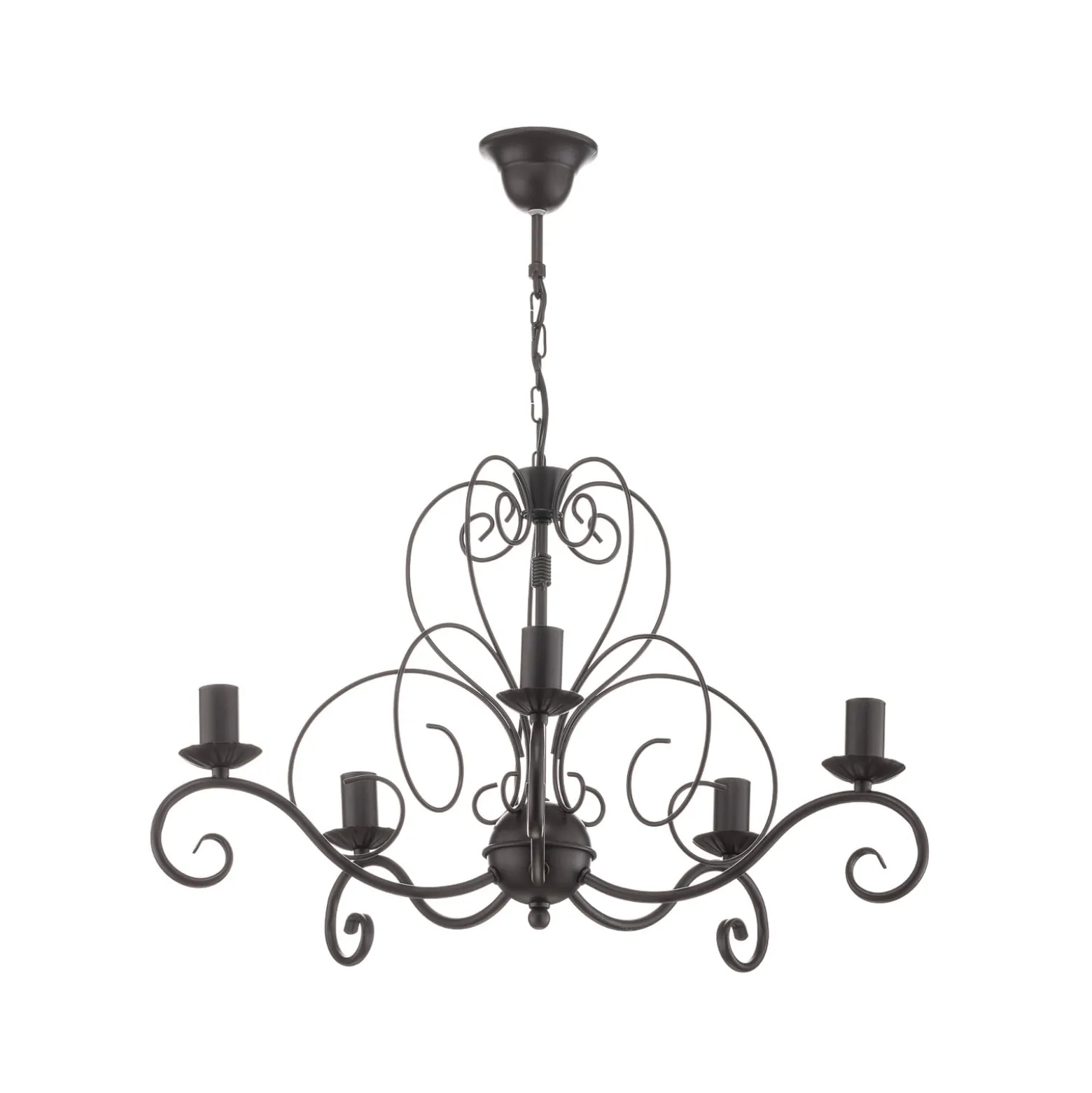 Kronleuchter Mauro, schwarz, 5-flammig, Ø 62 cm, Metall, E14