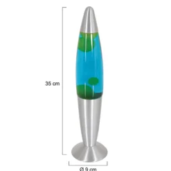 Lavalampe Volcan 3116, stahl, grün-blaue Flüssigkeit, E14