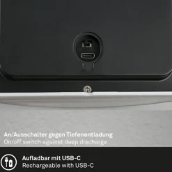 LED-Akku-Außenwandlampe 3793014, chromfarben, dimmbar, IP44