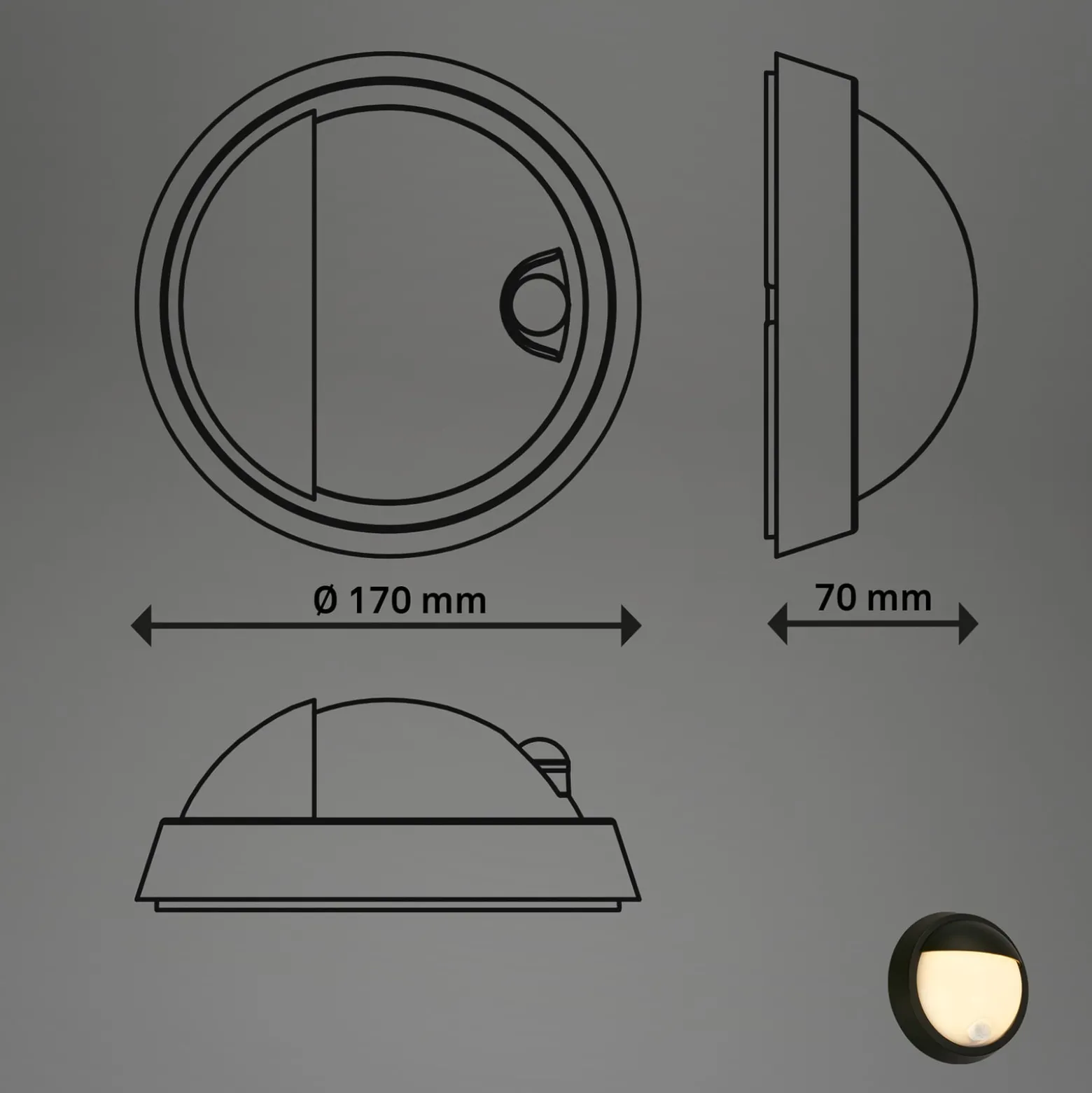 LED-Akku-Außenwandlampe 3785015 schwarz Bewegungssensor 17cm