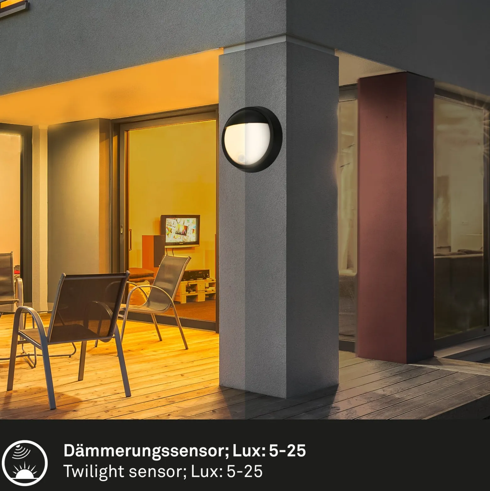 LED-Akku-Außenwandlampe 3785015 schwarz Bewegungssensor 17cm