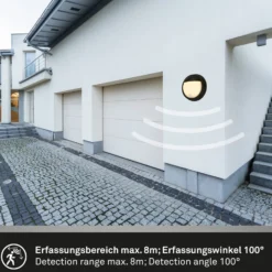 LED-Akku-Außenwandlampe 3785015 schwarz Bewegungssensor 17cm
