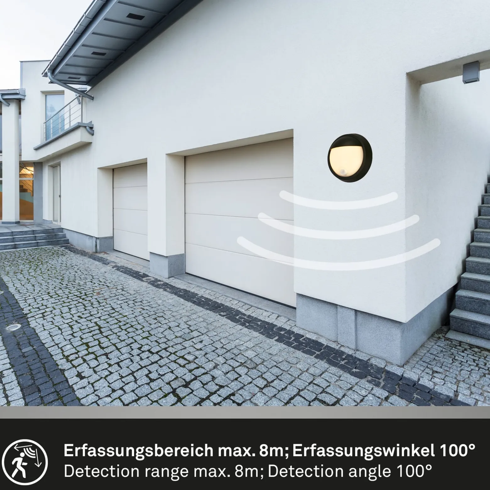 LED-Akku-Außenwandlampe 3785015 schwarz Bewegungssensor 17cm