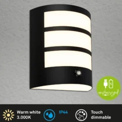 LED-Akku-Außenwandlampe 3793015, schwarz, dimmbar, IP44