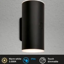 LED-Akku-Außenwandlampe 3786015, schwarz Touchdimmer up/down