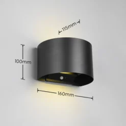 LED-Akku-Außenwandlampe Talent, schwarz, Breite 16 cm Sensor