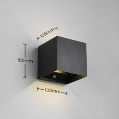 LED-Akku-Außenwandlampe Talent, schwarz, Breite 10 cm Sensor