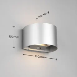 LED-Akku-Außenwandlampe Talent, titanfarben, Breite 16 cm