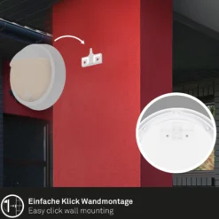 LED-Akku-Außenwandlampe 3784016, weiß, Touchdimmer, Ø 17 cm