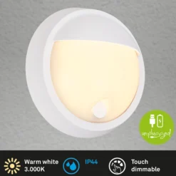 LED-Akku-Außenwandlampe 3784016, weiß, Touchdimmer, Ø 17 cm