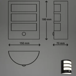 LED-Akku-Außenwandleuchte 3795015, schwarz, Sensor, IP44