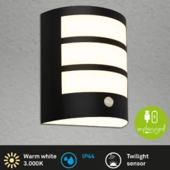 LED-Akku-Außenwandleuchte 3795015, schwarz, Sensor, IP44