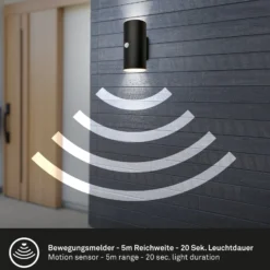LED-Akku-Außenwandleuchte 3787015, schwarz, Sensor, up/down