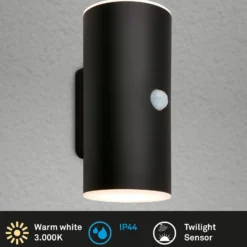 LED-Akku-Außenwandleuchte 3787015, schwarz, Sensor, up/down